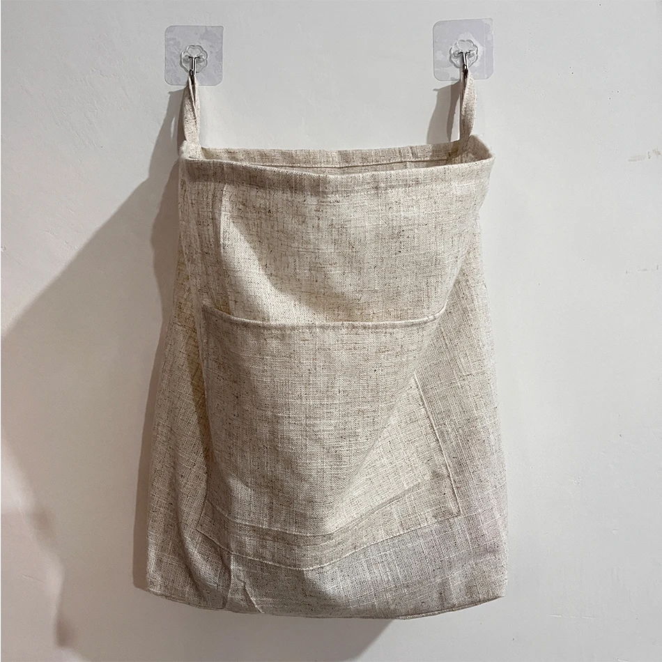 Cesto portabiancheria da parete Canguro, cesto appeso, grande capacità 65 litri, facile installazione sopra la porta con ganci in acciaio inox, 100% cotone, 52x81x10 cm, grigio