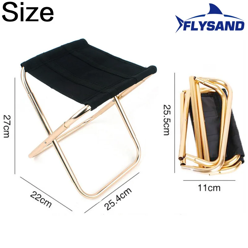 FLYSAND Folding Chair Outdoor Convenient Folding Picnic Camping Stool Mini Storage Fishing Chair Ultra-Light Aluminum Alloy