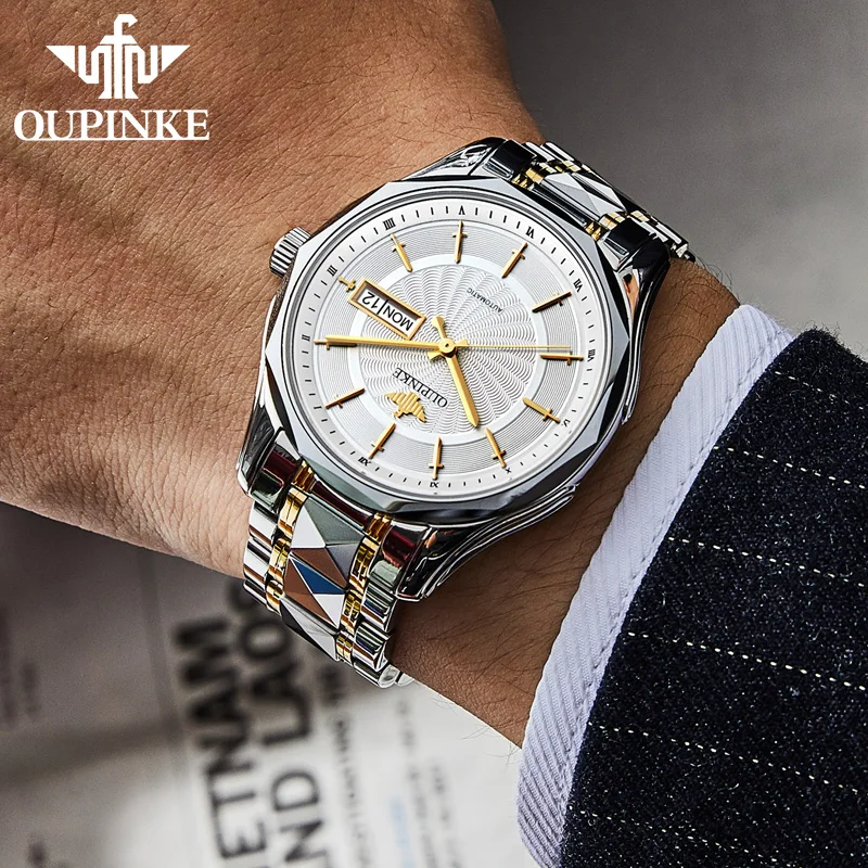 OUPINKE 3172 Watch For Men Women Dual Calendar Mechanical Couple Watches Synthetic Sapphire Mirror 50M Waterproof Wristwatch