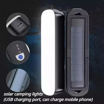 캠핑용 태양열 야외 랜턴, 텐트 랜턴, 충전식 방수 BBQ 낚시 램프, USB LED 휴대용 태양광 램프
