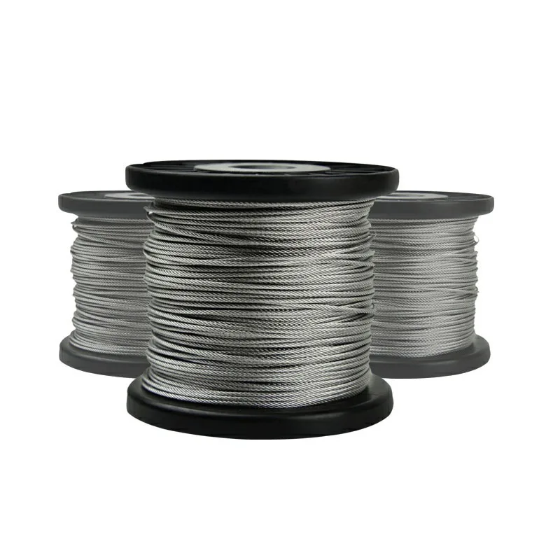 1.5/2/3mm*50m Stainless Steel Wire Rope Resistant Strong Line PVC Coated Flexible Clothesline Kit