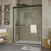 Shower Door, 56-60"" W X 72"" H 5/16"" (8Mm) Semi Frame Double Sliding Shower Door,Thick Sgcc Tempered Glass With 2