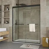 Shower Door, 56-60"" W X 72"" H 5/16"" (8Mm) Semi Frame Double Sliding Shower Door,Thick Sgcc Tempered Glass With 2