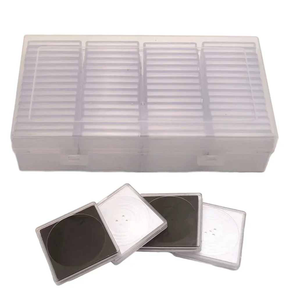 60PCS 컬렉션 주최자 보관 상자 동전 캡슐 케이스 컨테이너 광장 수집 가능한 동전 보호 케이스 동전 주최자