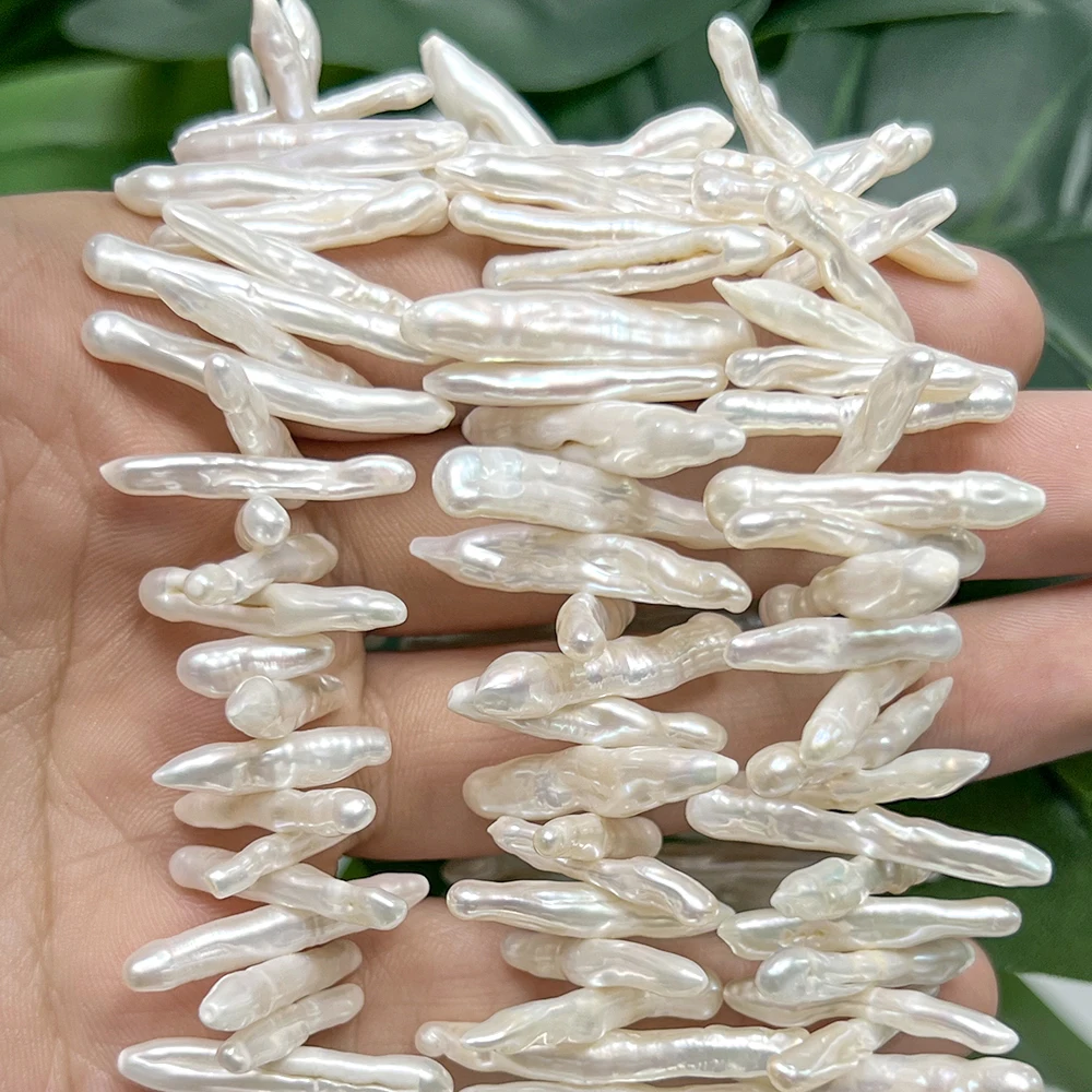 14–21 mm, 10 Stück, weiße Süßwasserperlen, Zahnstocherform, lose Distanzperlen für Schmuckherstellung, DIY-Armband, Halskette