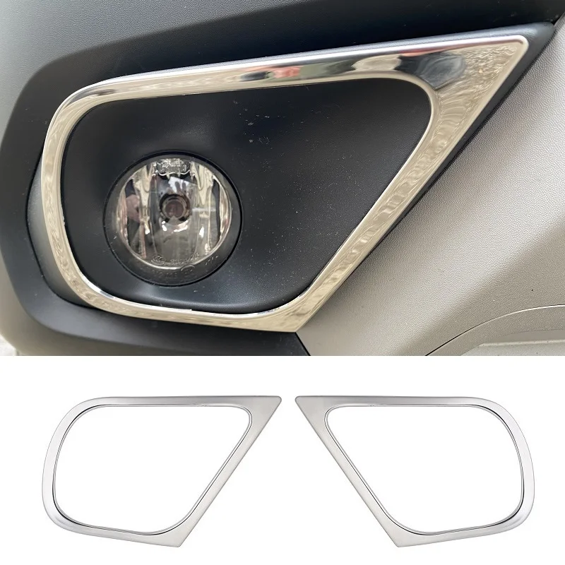 2pcs Stainless Steel Front Bumper Fog Light Lamp Decorative Molding