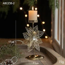 Golden Wrought Iron Star Elk Candle Holder - Festive Christmas Table Decoration (Christmas flower)