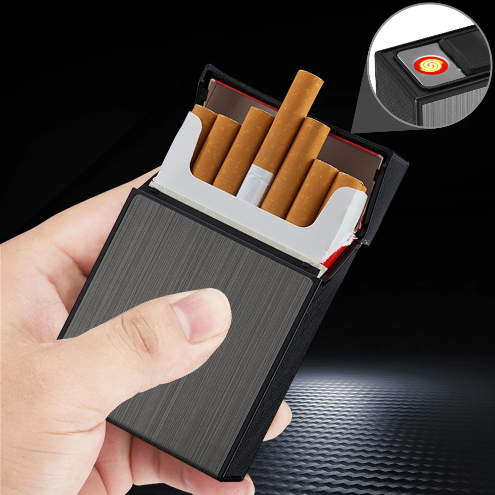 CigaretteCaseWithUSBLighterRechargeableWindproofLighter