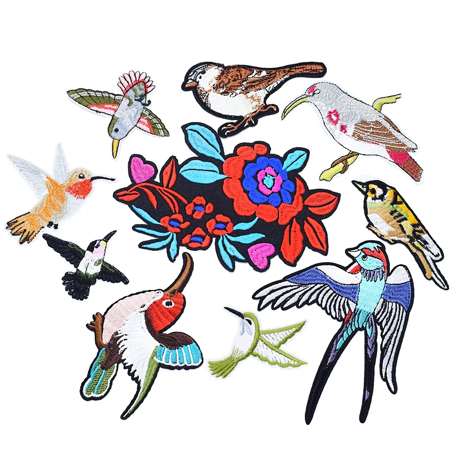 

Birds flower patches for clothing iron on patches for clothes badges clothes iron-on parches applique patches for jeans 10pcs