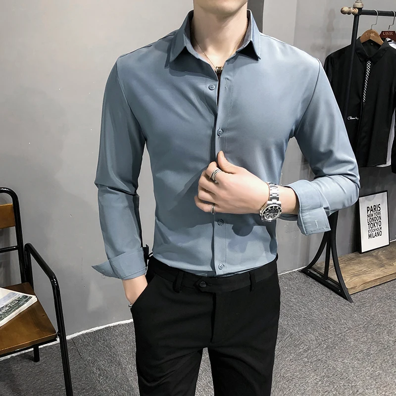 

Рубашка-карго мужская приталенная с длинным рукавом, модная брендовая сорочка, роскошная Клубная одежда, Y2K, весна