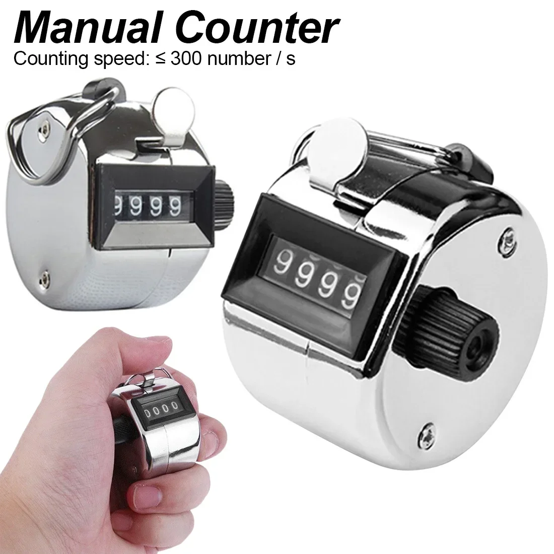 Hand Digital Tally Counter 4 Digits Chrome Golf People Counting