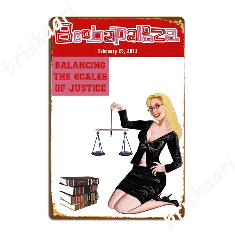 

Boobapalooza Balancing The Scales Of Justice Metal Plaque Poster Classic Painting Décor Garage Club Wall Mural
