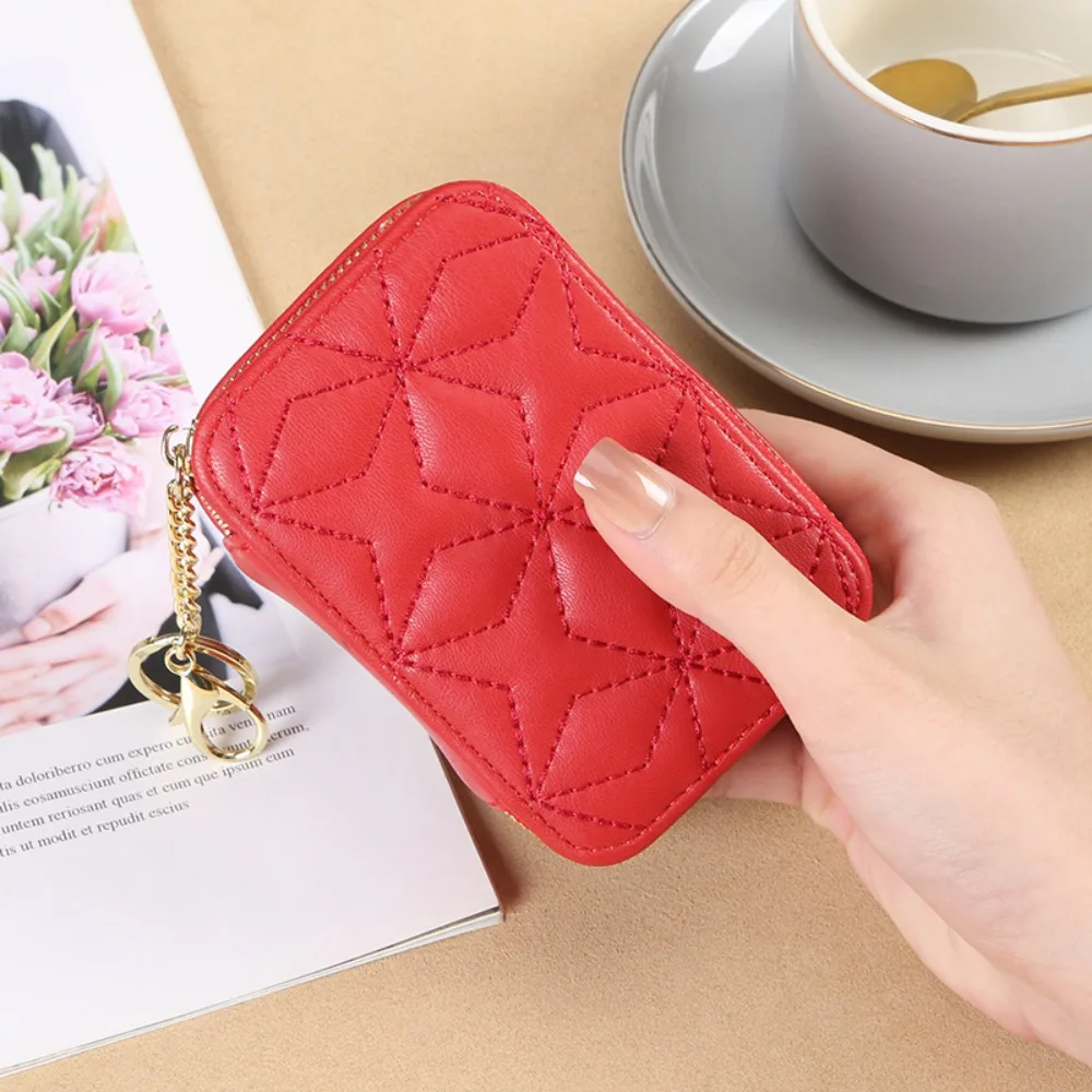Women Lipstick Bag PU Leather Makeup Case Mini Purse Organizer Cosmetic Bag Mirror Lipstick Pocket Coin Wallet 3