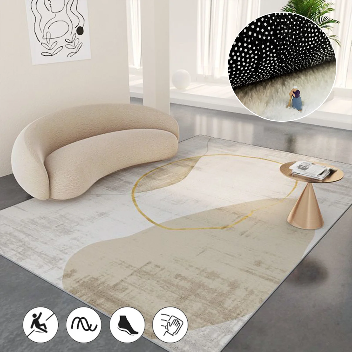 

Japanese Style Living Room Large Area Rug Soft Comfortable Bedroom Decor Carpets Sofa Coffee Table Mat Washable Lounge Carpet