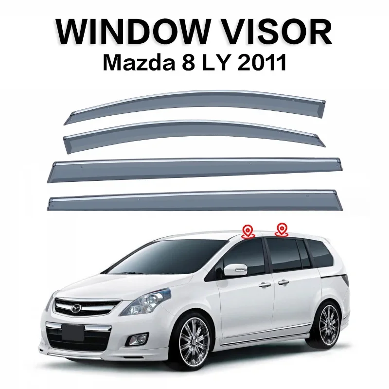 

4PCS Window Visor For Mazda 8 LY MPV 2006-2016 Car Window Sun Rain Exterior Visor Deflector Guard Car Sunny Visor PC Gutters
