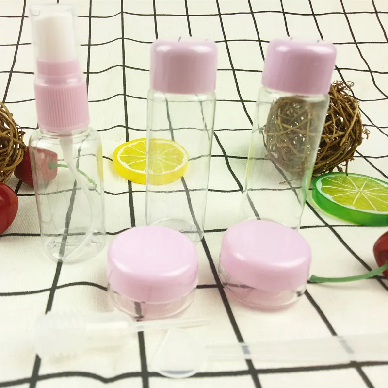 7pc/Set Travel Mini Makeup Cosmetic Face Cream Pot Bottles Plastic Transparent Empty Make Up Container Bottle Travel Accessories travel makeup containers