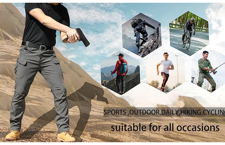 Cargohose Wandern Herren Outdoor Wasserdicht Multi-Pocket Taktische Hose Camping Frühling Herbst Kampf Rip-Stop Arbeitshose – Detail 10