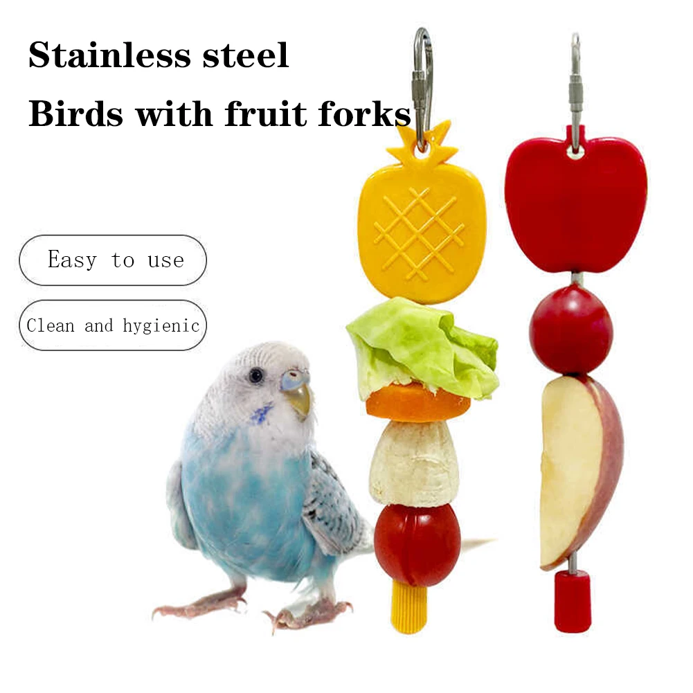 

Bird Food Holder Bird Feeder Toy Stainless Steel Small Animal Fruit Vegetable Holder Parrots Foraging Hanging Food Treating Tool