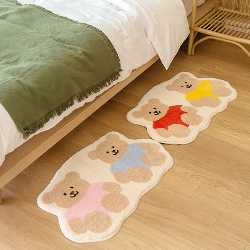 Alfombra pequeña de oso para niños, tapete antideslizante para mesita de  noche, decoración del hogar