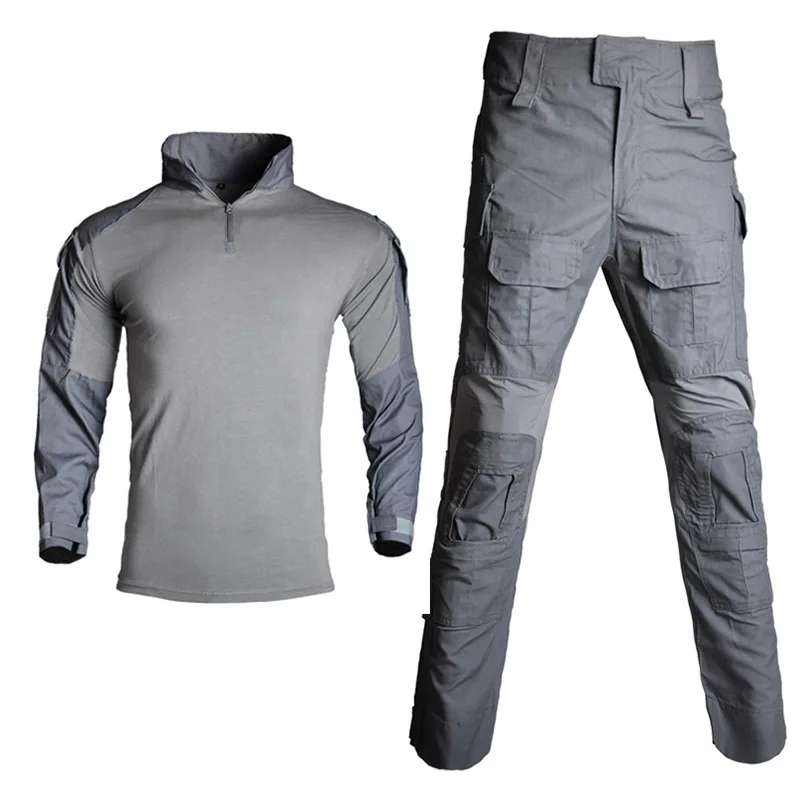 Tactical Suit Man Hunting Clothing Sets BDU Hiking Camouflage Long Sleeve T-shirts Cargo Work Pants combat uniform