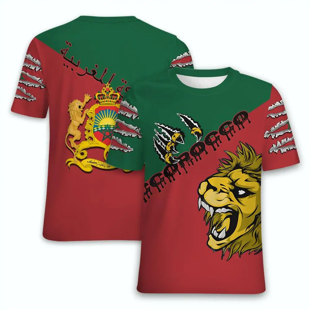 Morocco Flag 3D Print T Shirt Men Short Sleeve Summer Tee