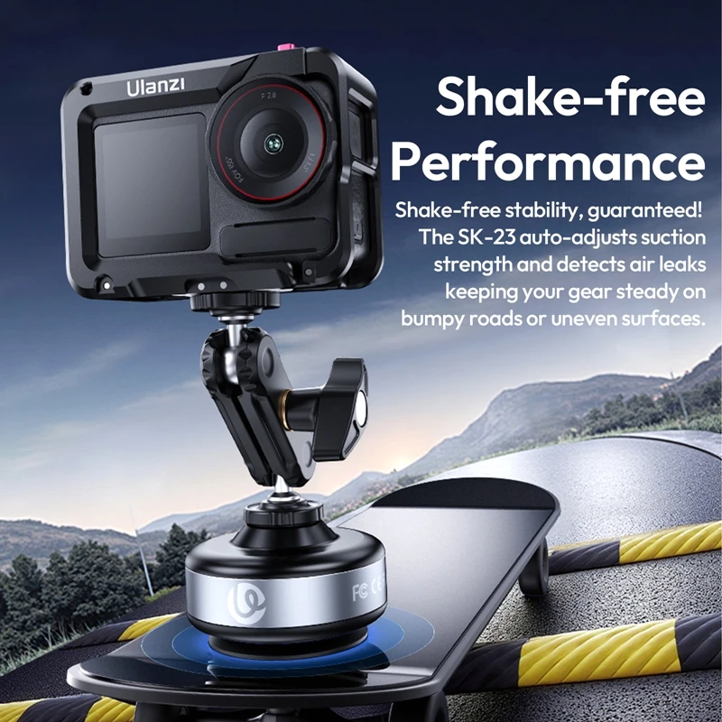 Ulanzi SK-23 Electric Suction Base with 1/4" Screw for Dashboards Windshields Side Windows Sunroofs for Smartphone Camera Shots