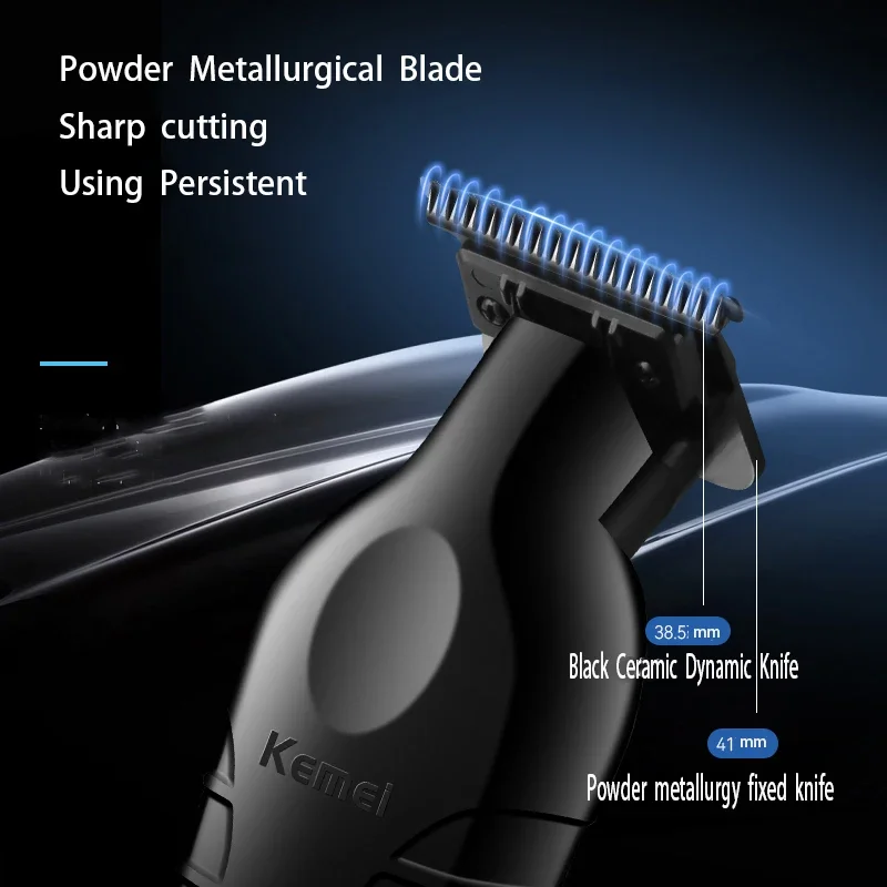 Kemei 2299 Barber Cordless Hair Trimmer 0mm Zero Gapped Carving Clipper Detailer Professional Electric Finish Cutting Machine 2