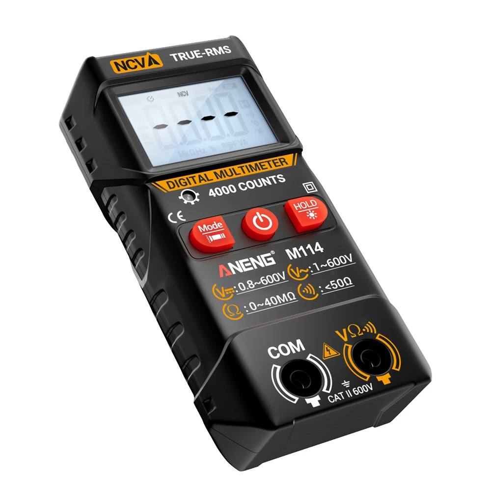 Multimeter 600V AC/DC Voltage Tester NCV 40M&Omega; Resistance Meter 4000 Count M114/M115 with True-RMS & Buzzer Tools