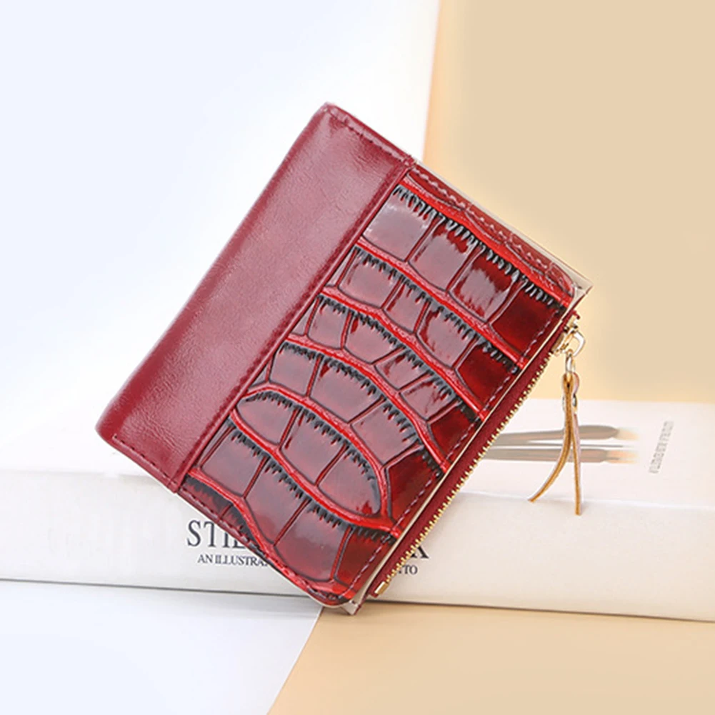 

Simple Glossys Striped Crocodile-Pattern Wallet Portable Lightweight Coin Purse Money Storage Supplies