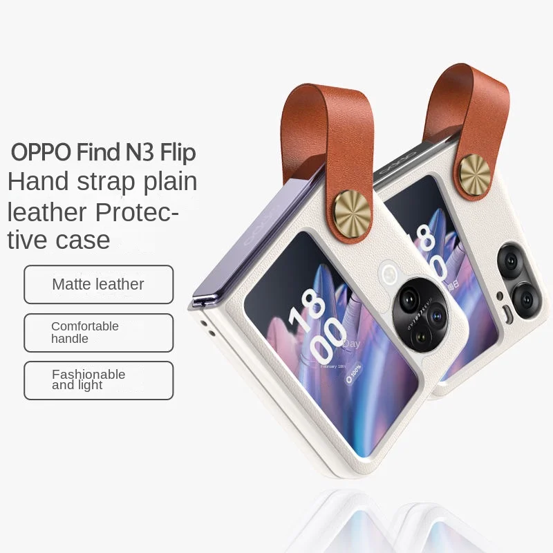 

100% Original for OPPO Find N3 Flip Case premium Leather Ultra Thin PC Phone Cover Case For OPPO Find N3 Flip funda Hand Strap