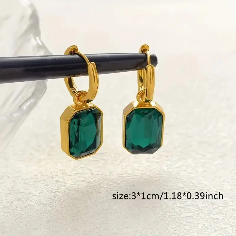 Trend ige quadratische Edelstahl Zirkonia Ohrringe für Frauen Mädchen Gold Farbe Metall Kristall Ohrring Party Geburtstag täglichen Schmuck – Detail 3