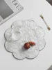 AhunderJiaz Light Luxury Natural Shell Tray Dining Table Insulating Mat Desktop Organizer Flower Trimmed Decorative Placemats 6