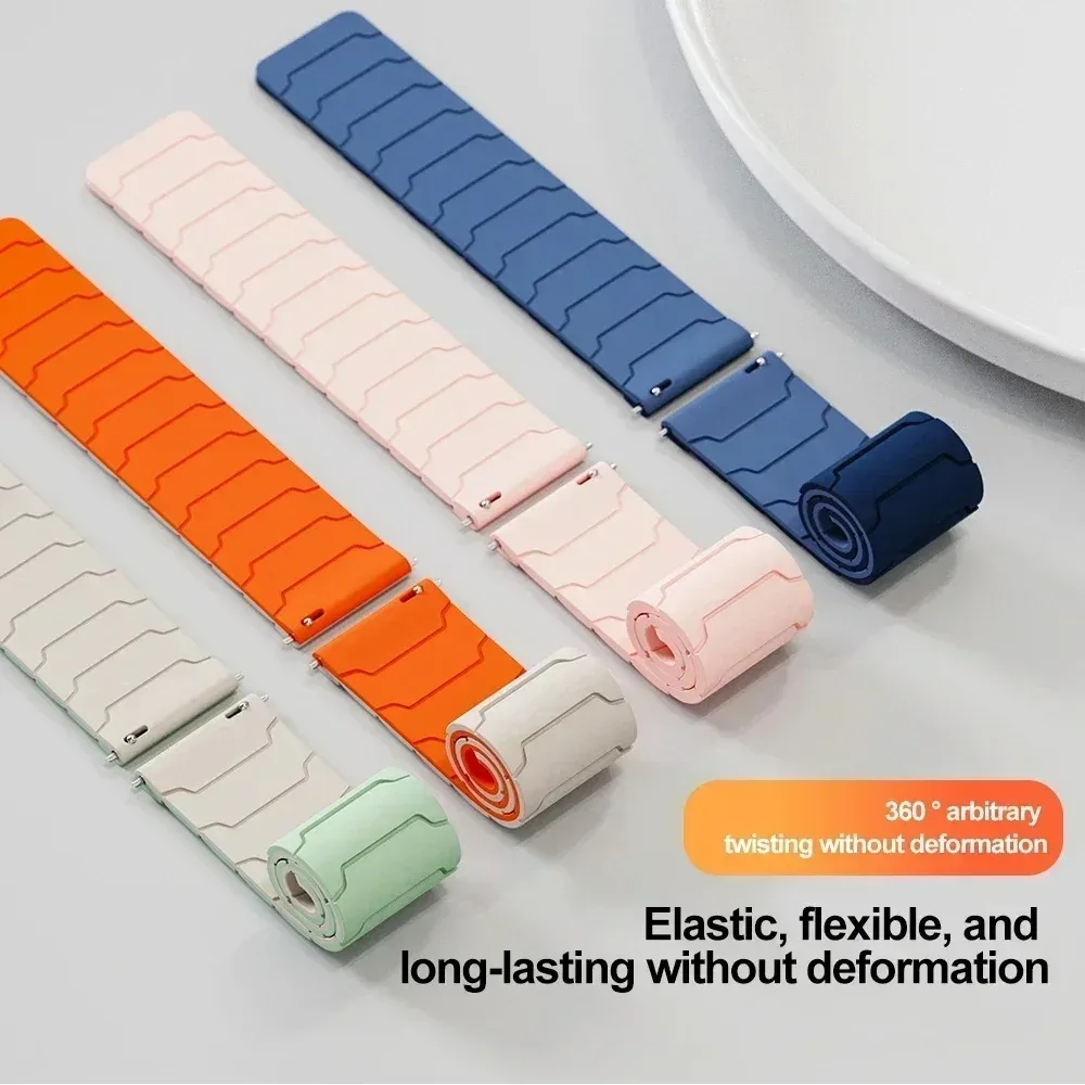 Magnetic Silicone Sport Wristband - 22mm Adjustable Bracelet Strap