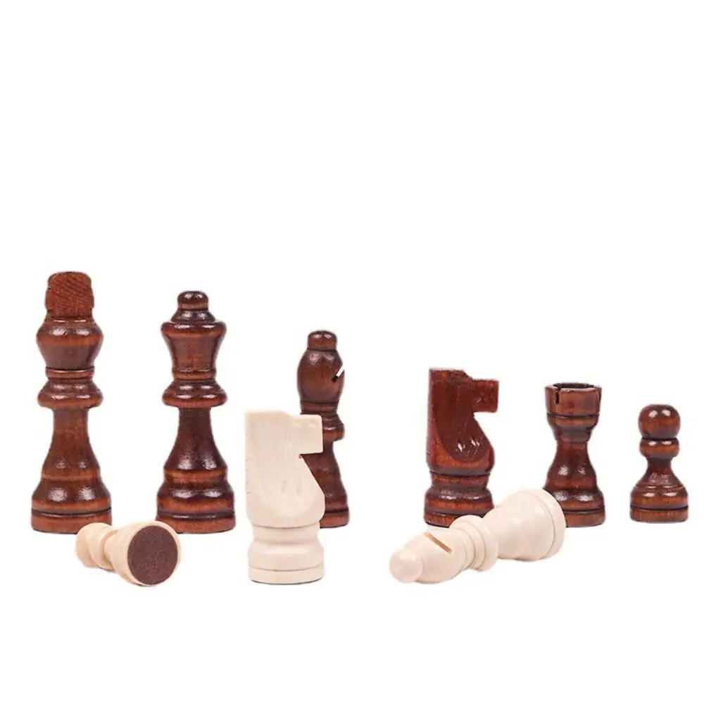 Wooden Chess Chess Pieces 32 Pieses Wooden Chess Sports Wood Chessmen King Height No Board