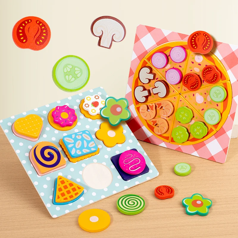 Kids Pizza Cookie Set Cutting Toy Simulation Wooden Pizza Dinette Child Toy Kitchen Pretend Play Food Cooking Kitchen Funny Toys kitchen toys pretend kitchen toys pretend food toys wooden ice cream playset pretend coffee set toys wooden burger toys