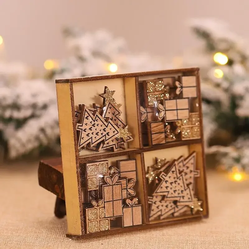 1pcs Christmas DIY Wood Craft Santa Elk Car Xmas Decorations Gift Christmas Tree Pendant New Year Home Decor Gifts