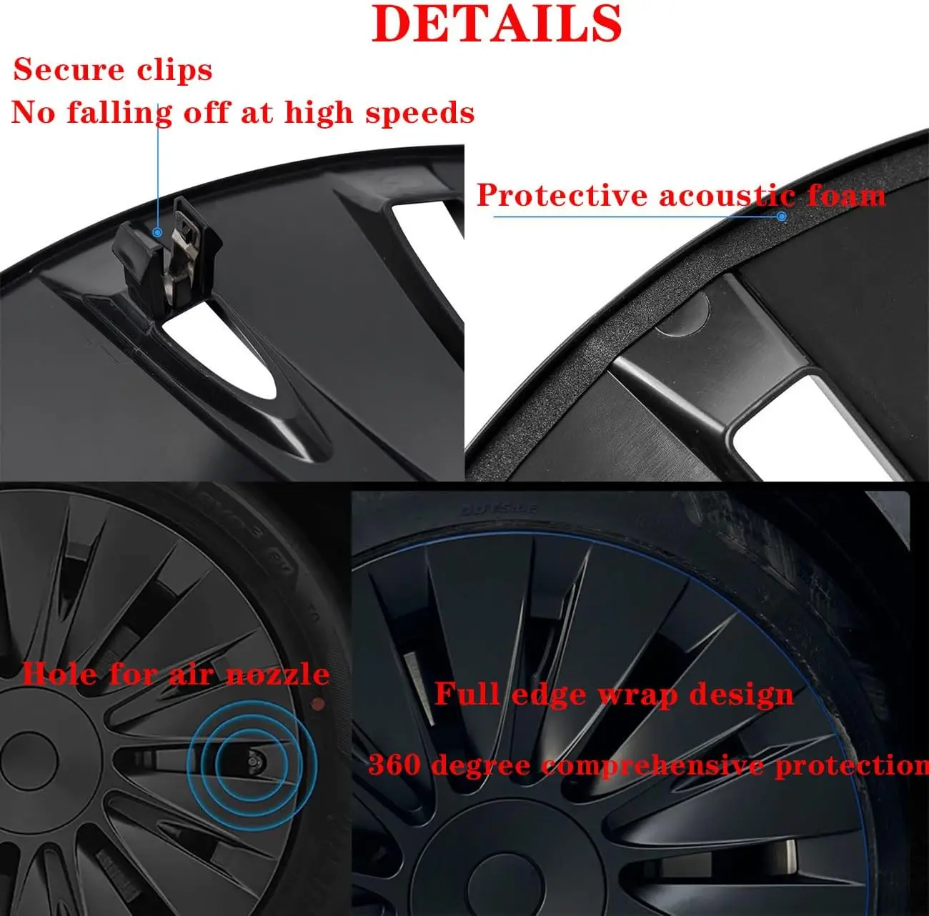 Wheel Hub Caps 4PCS 19 Inch for Tesla Model Y wheel hub covers wheel hub caps