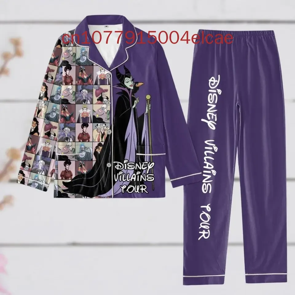 Disney Villains Characters Pajama Set 3D Printed Maleficent Casual Men's and Women's Long Sleeve Shirt Pajama Set 2