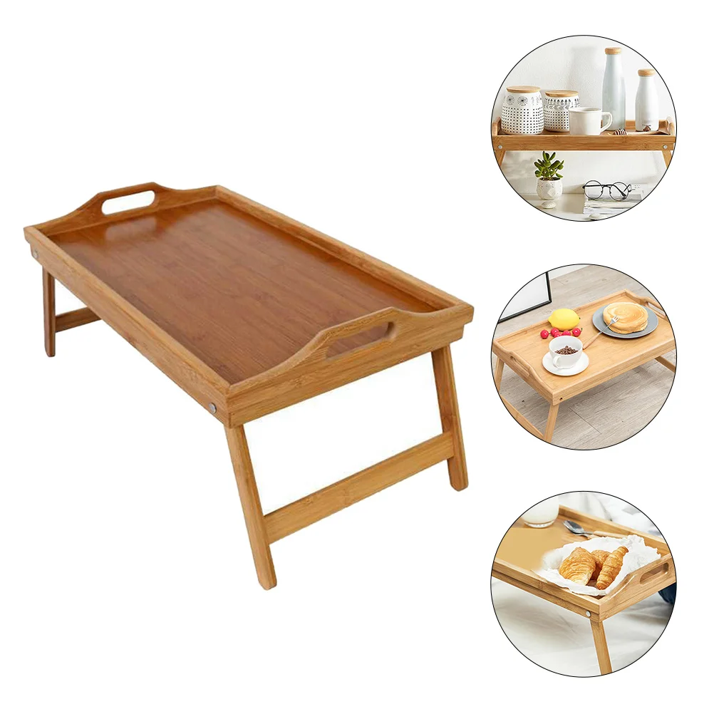 

Folding Foot Tray Laptop Table Foldable Bamboo Desk Bed Writing for Home Stable Computer Elder Study Bedroom