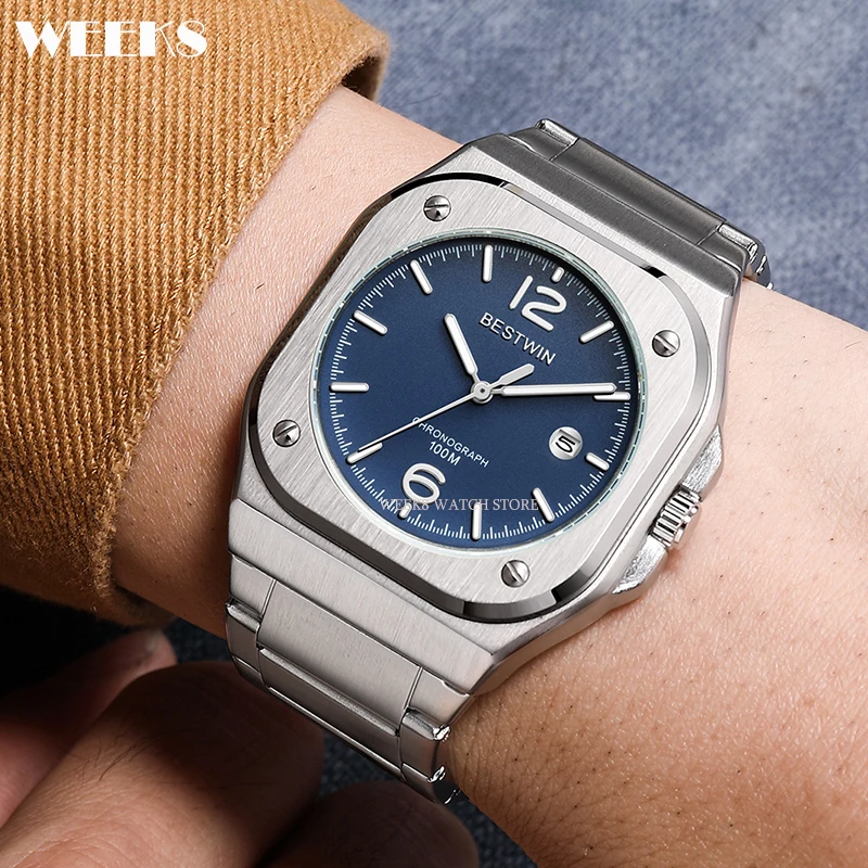 Luxury Men Watch Large Big Dial Square Quartz Wristwatch Sliver Gold Black Blue Reloj Classic Watches Business Man Brand Clock