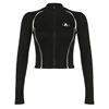 Women Long Sleeve Crop Top Jackets Zippers Slim Fitted Cropped Shirt Blouse Going Out Tops Casual Workout Tops Gifts