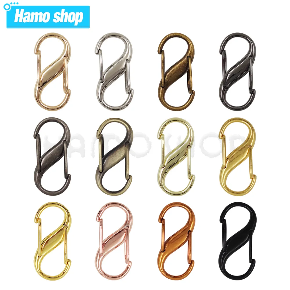 Metal S-type Buckle Fashion Mini Snap Hook Necklaces Connectors For  Leathercraft Garment Bag Key Ring DIY Jewelry Findings 2pcs