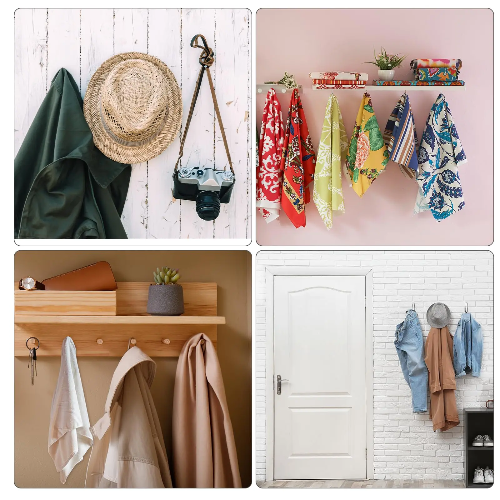4pcs Retro Gold Wall Hook Clothes Coat Bag Hat Brass Hanging Hook Bathroom Towel Hanger Kitchen Door Back Metal With Screws