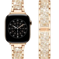 Elegant Bling Diamond Metal Strap Bracelet - 42mm - 44mm - 45mm - 49mm (Rose gold)