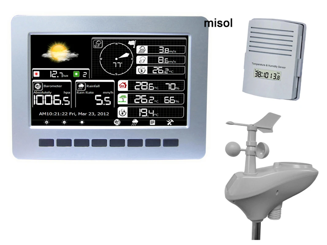 

MISOL/Wi-Fi метеостанция с датчиком на солнечной батарее, беспроводная передача данных, хранение данных