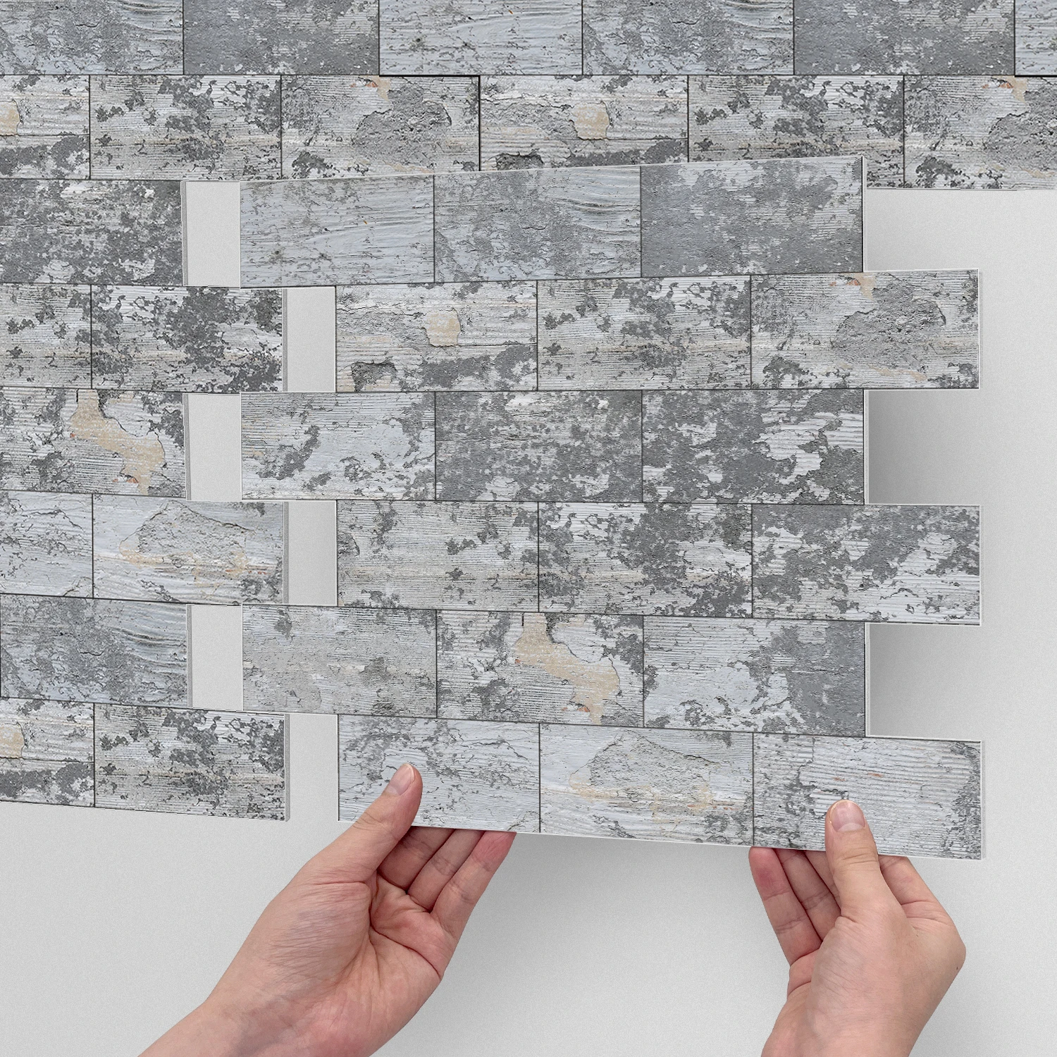 thumbnail image 1 of Adhesivo para azulejos de espuma esmerilada 3D con diseño de grano de piedra, autoadhesivo para cocina, baño, decoración de pared americana, papel tapiz impermeable a prueba de aceite, 1 of 5