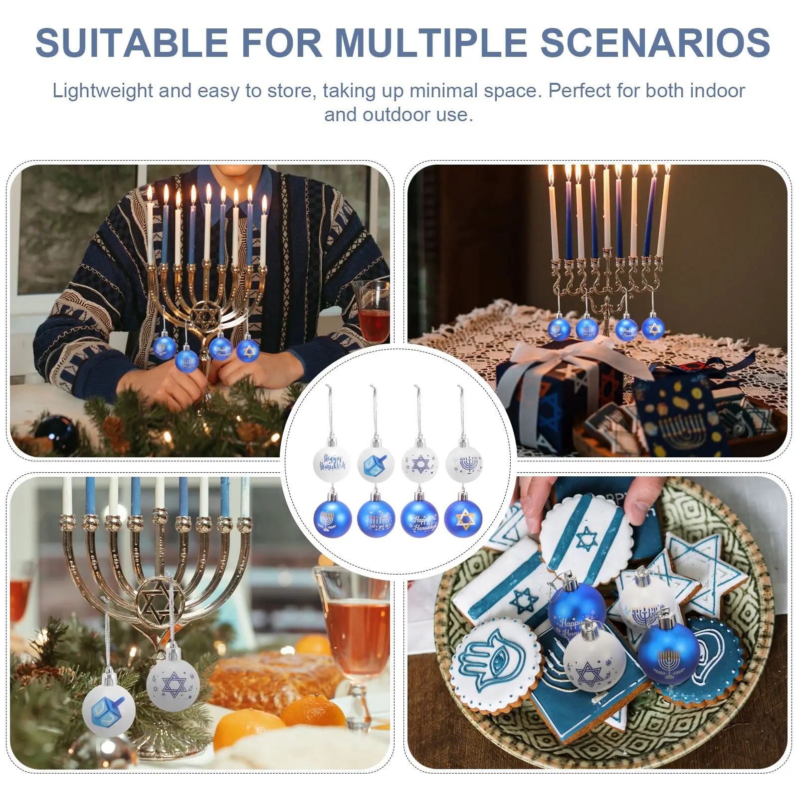 12/36Pcs Hanukkah Hanging Ball Ornaments Party Layout Decorations Festive Party Plastic Balls Christmas Tree Home Party Hanging 2