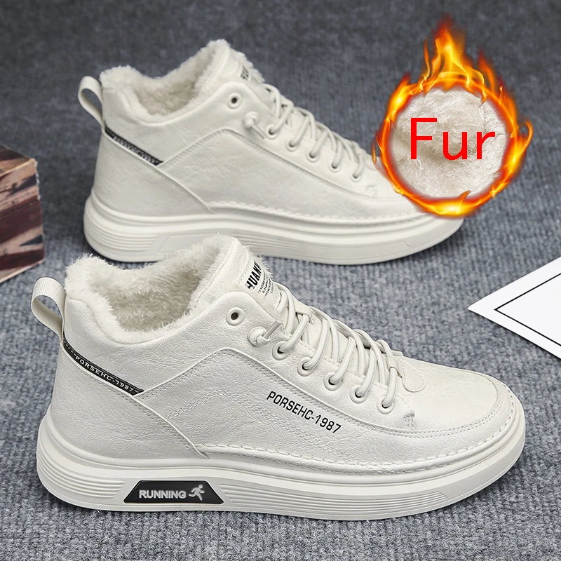 

CYYTL Mens Shoes Winter Fur Warm Sneakers Casual Hiking Leather Loafers Platform Sport Designer Luxury Fashion Skateboard Tennis