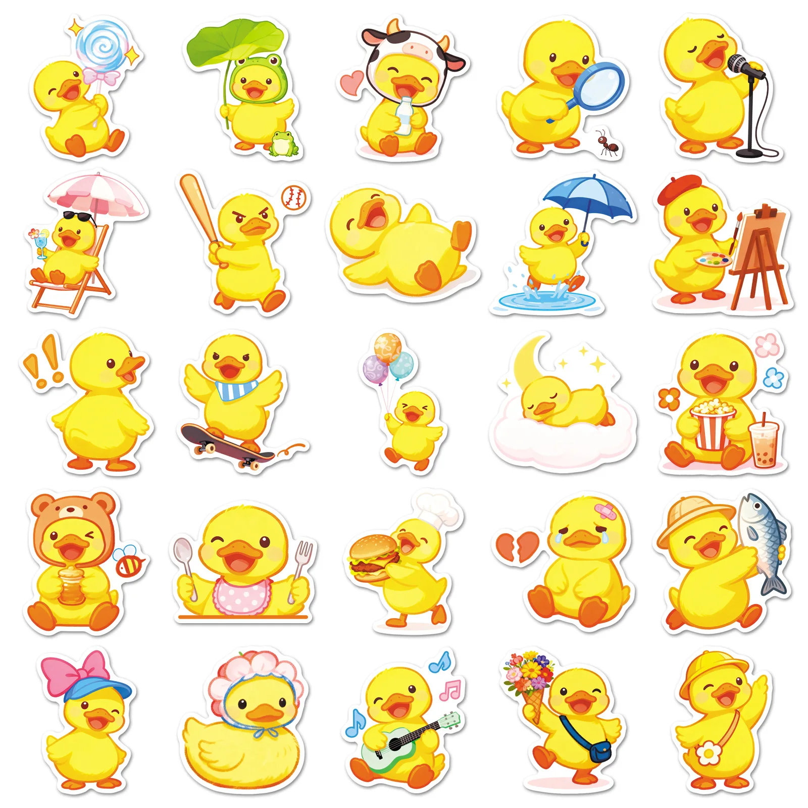 Cute Duck Waterproof Decorative Stickers - 51PCS Set