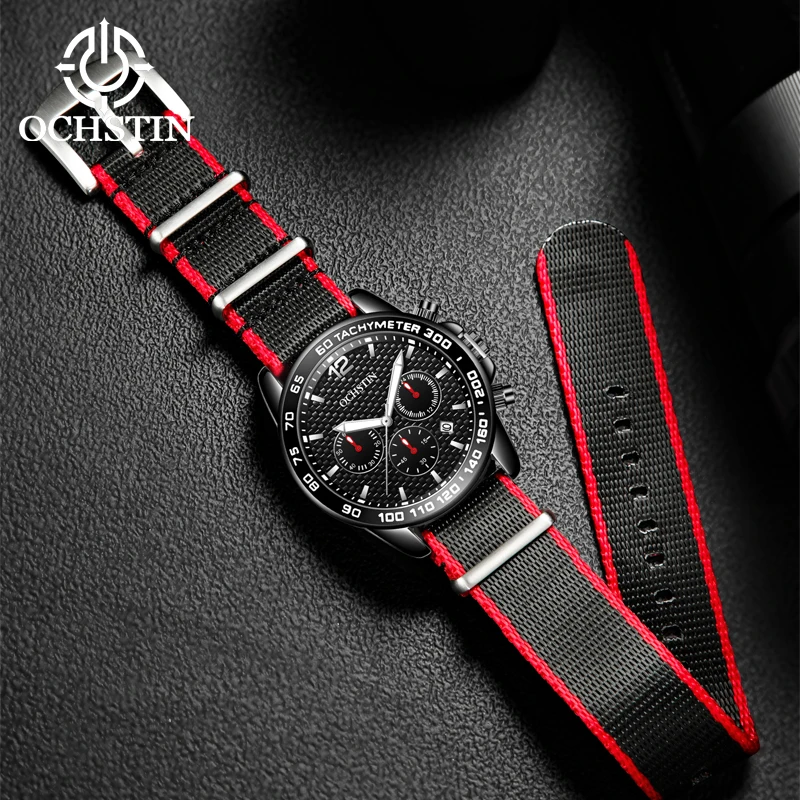 OCHSTIN Creative Nylon Series Multifunction Quartz Core New Casual 2024 Men's Quartz Watch Men's Waterproof Watch
